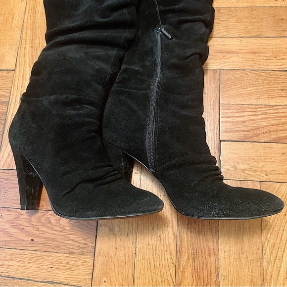 CALVIN KLEIN High Knees Black Suede Heeled Boots - Picture 9 of 9